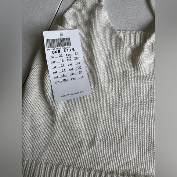 Brandy Melville White Knit Tank Top NWT One Size - Picture 2 of 3